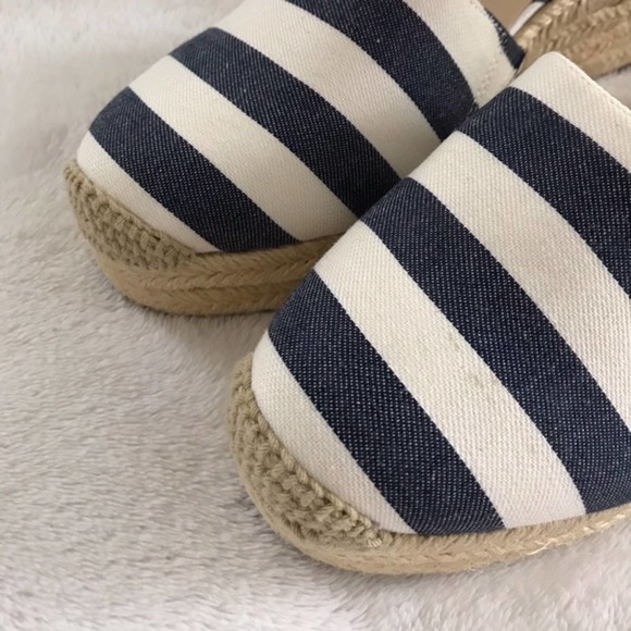 Sole Society Blue White Striped Espadrille Wedges - Picture 4 of 4